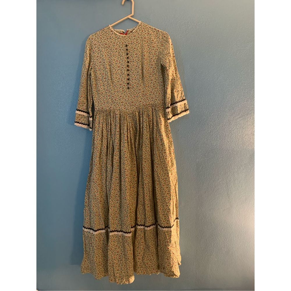 Vintage Floral Cottage Core Maxi Dress Siz 10/12